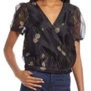 Madewell Silk Organza Wrap Top in Aster Portrait
